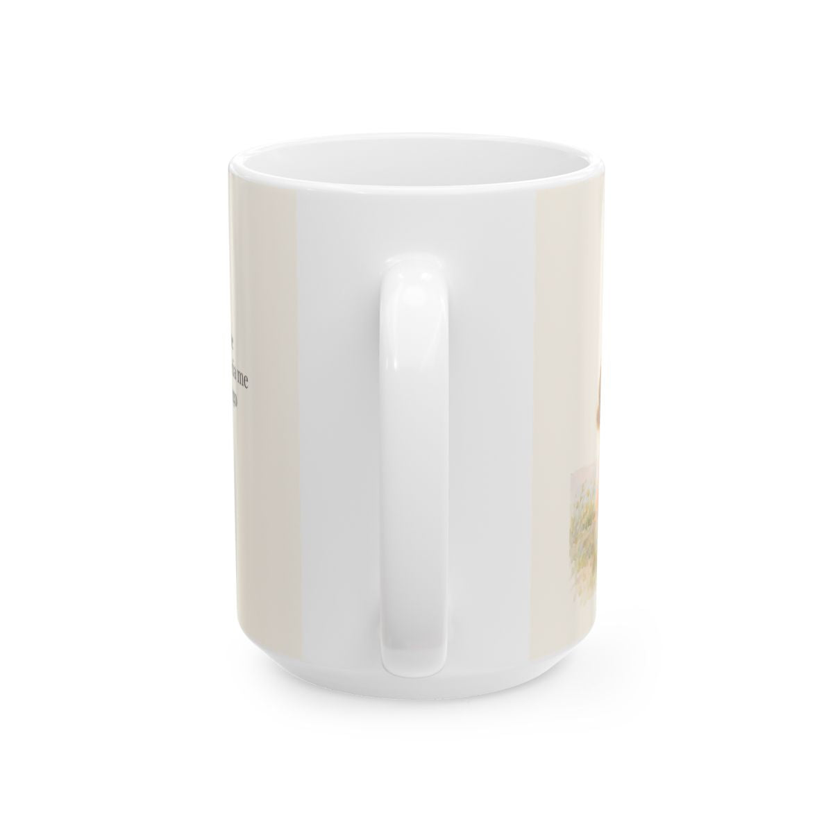 Dios está conmigo y no me suelta | Taza bíblica para café | 2 Timoteo 1:7 — 15 oz · Vista posterior