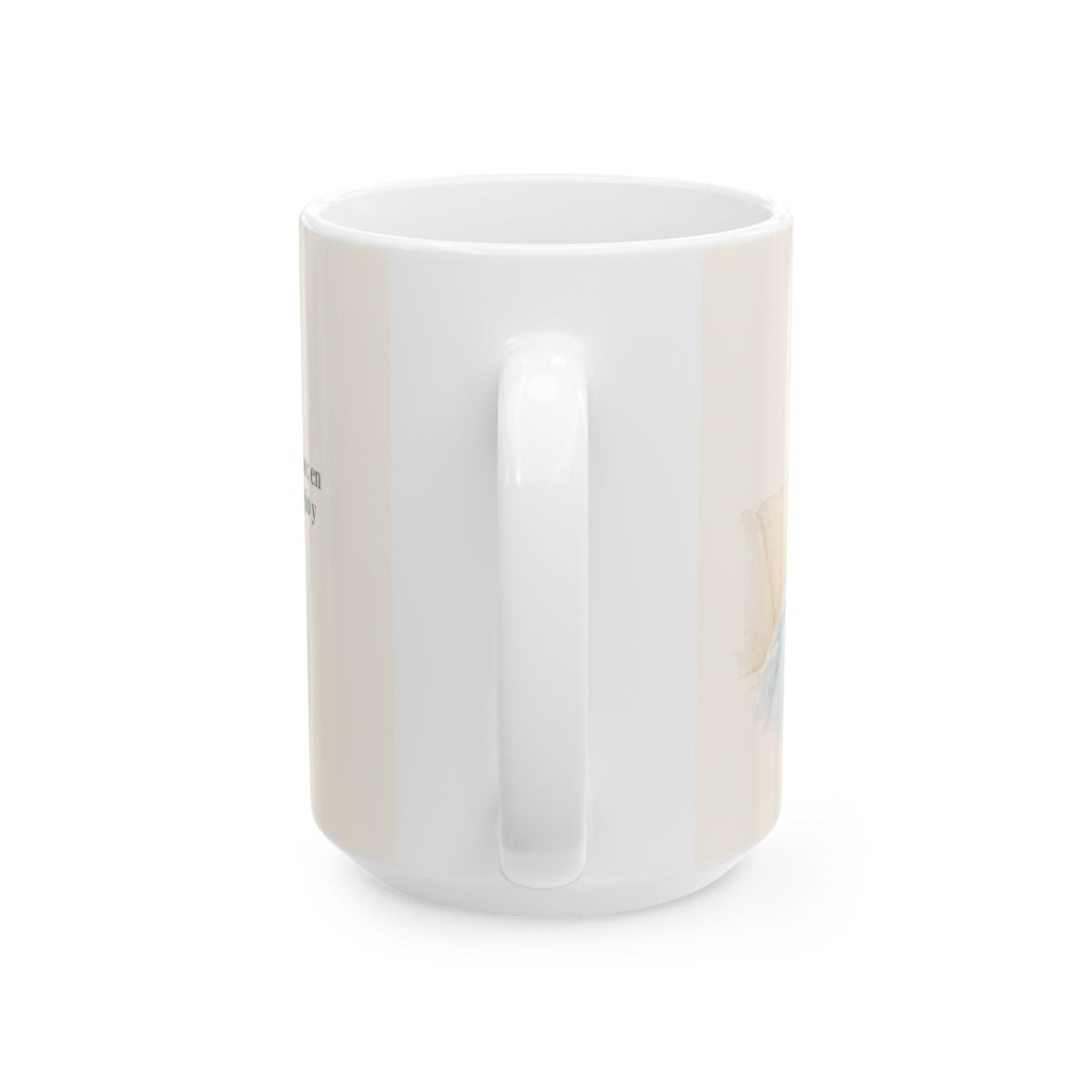 Jehová es mi descanso y mi refugio | Taza devocional de fe | Salmo 23:2 — 15 oz · Vista posterior