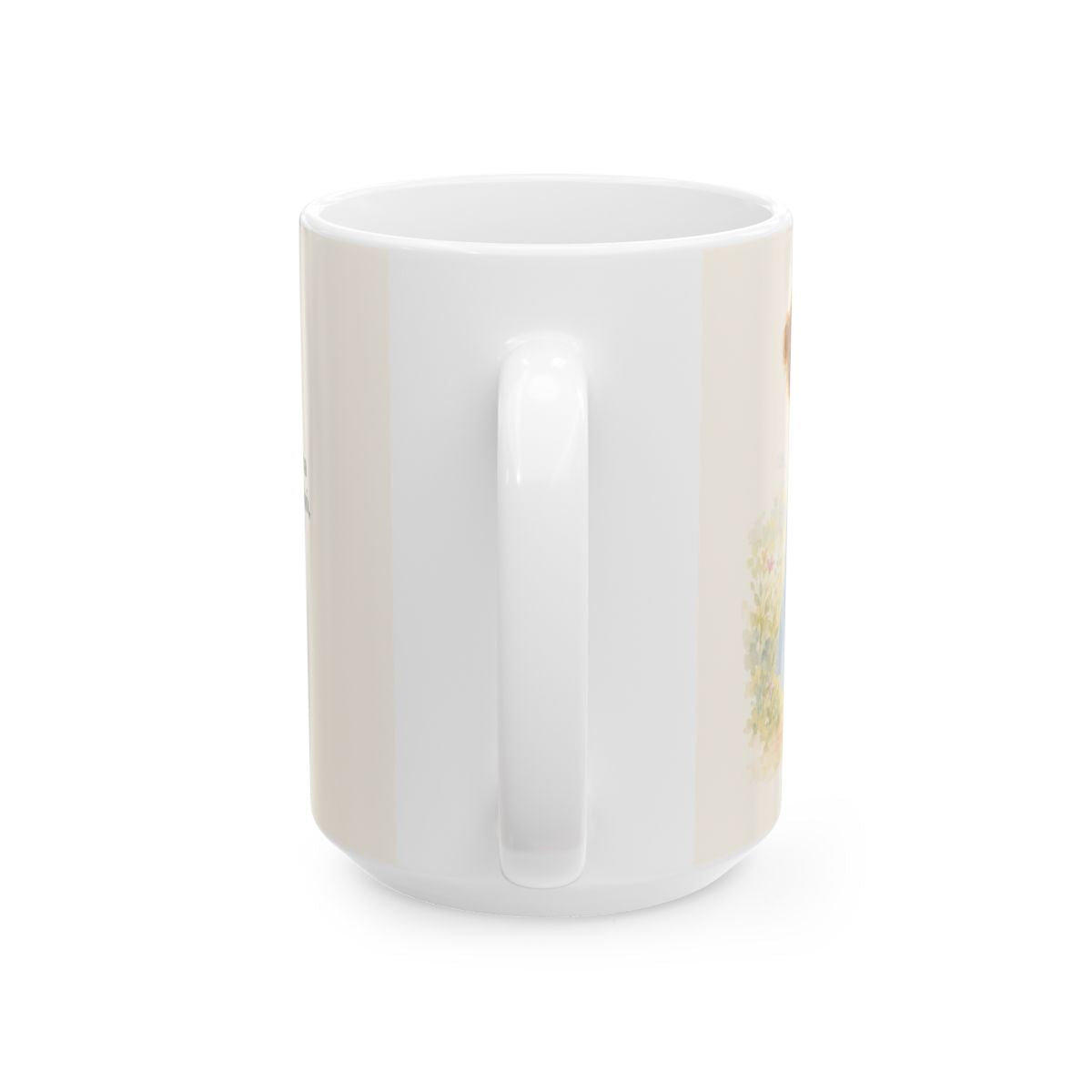 En Cristo soy nueva criatura | Taza bíblica de cerámica | 2 Corintios 5:17 — 15 oz · Vista posterior