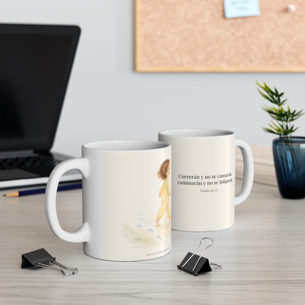 Correrán y no se cansarán | Taza devocional de fe | Isaías 40:31 — 15 oz · Contexto 2