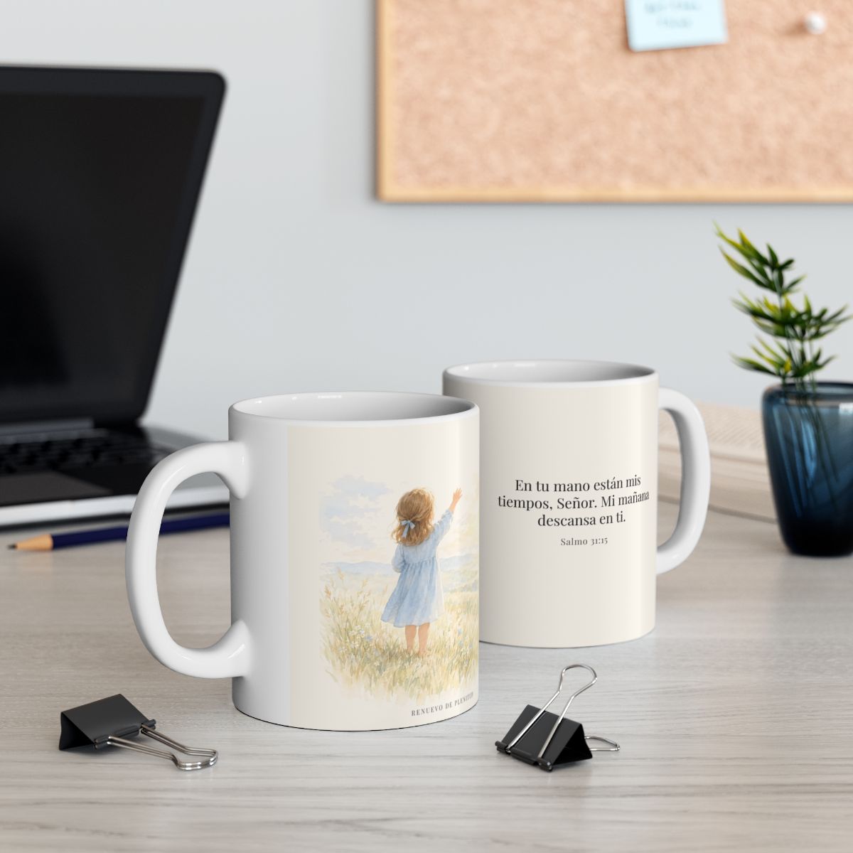 En tu mano están mis tiempos | Taza devocional ilustrada | Salmo 31:15 — 15 oz · Contexto 2
