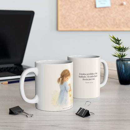 Este mi hijo perdido ha sido hallado | Taza devocional ilustrada | Lucas 15:24 — 15 oz · Contexto 2