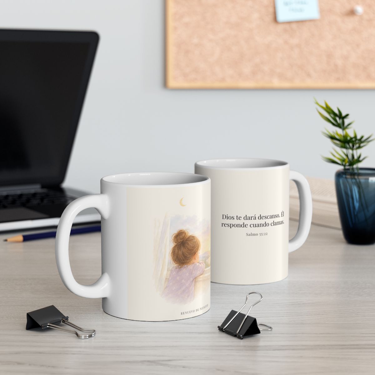 Dios te dará descanso | Taza cristiana para regalar | Salmo 55:22 — 15 oz · Contexto 2