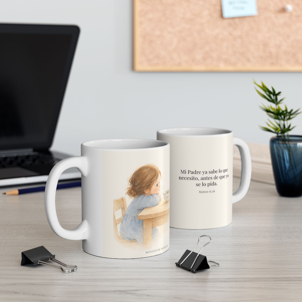 Mi Padre sabe lo que necesito | Taza de inspiración bíblica | Mateo 6:26 — 15 oz · Contexto 2