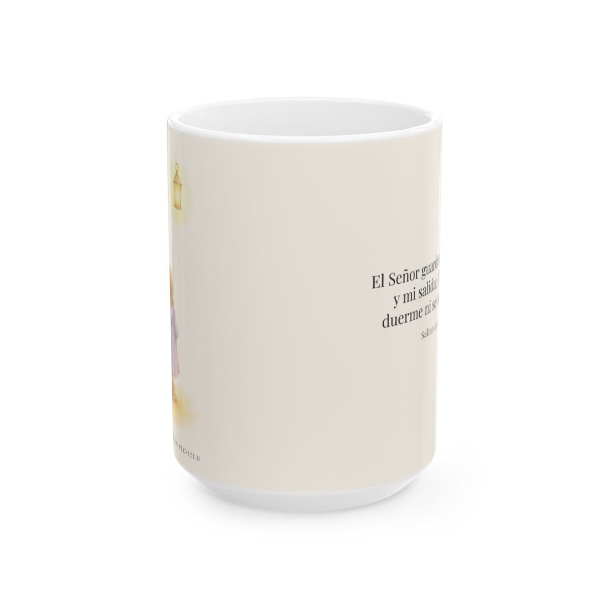 El Señor guarda mi entrada y mi salida | Taza cristiana en dos tamaños | Salmo 121:1-2 — 15 oz · Vista frontal