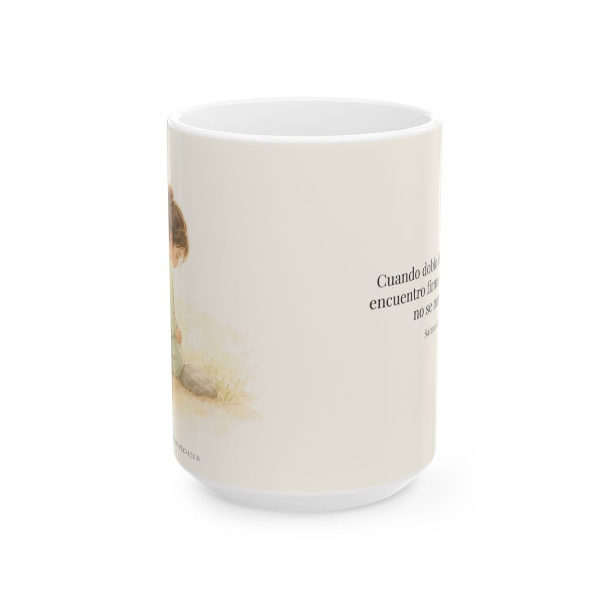 El Señor es la Roca donde descanso | Taza de fe para cada mañana | Salmo 95:6 — 15 oz · Vista frontal