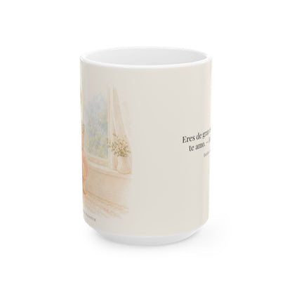 Serás precioso a los ojos de Dios | Taza bíblica de cerámica | Isaías 43:4 — 15 oz · Vista frontal