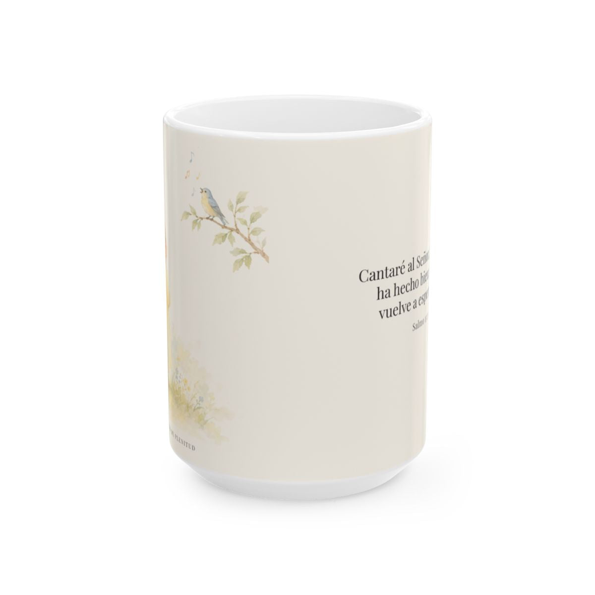 Cantaré a Jehová porque me ha hecho bien | Taza cristiana para regalar | Salmo 13:5-6 — 15 oz · Vista frontal
