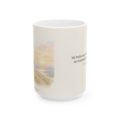El Padre escucha mi oración | Taza con arte cristiano | Lucas 22:42 — 15 oz · Vista frontal