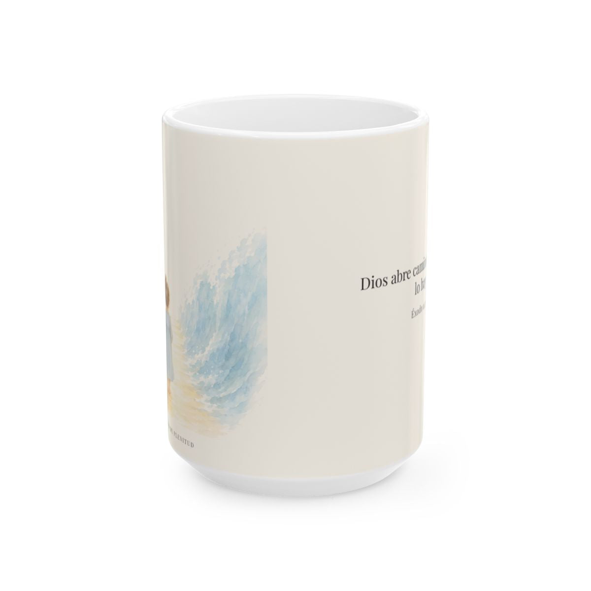 Dios abre camino donde no lo hay | Taza cristiana en dos tamaños | Éxodo 14:13 — 15 oz · Vista frontal