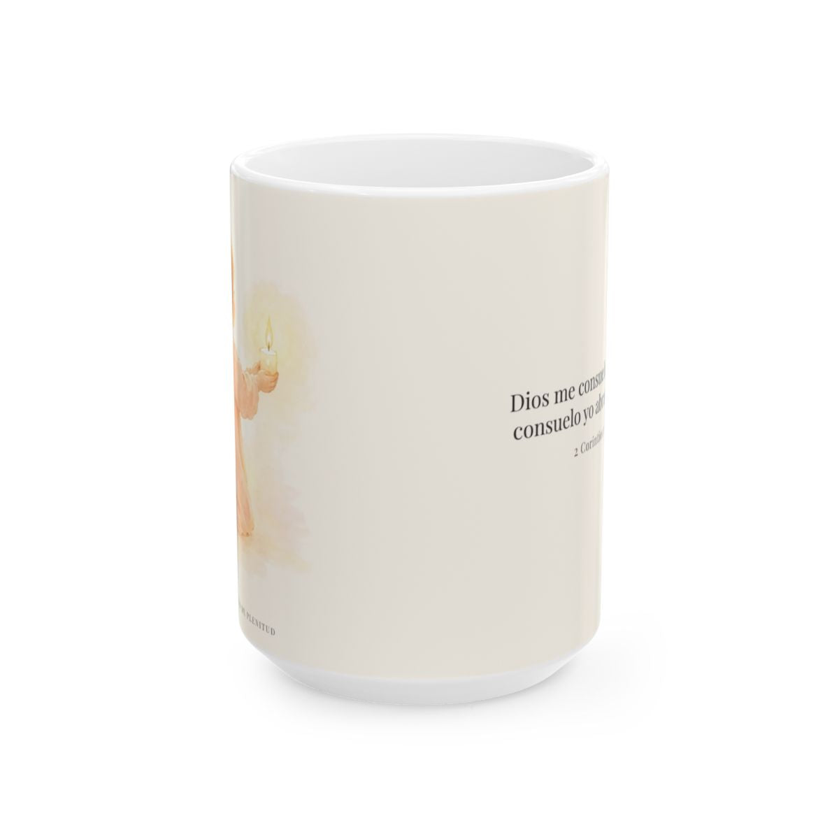 Dios me consuela para que yo consuele a otros | Taza cristiana para regalar | 2 Corintios 1:3-4 — 15 oz · Vista frontal