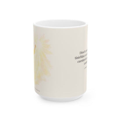 Para que anuncies las maravillas de Dios | Taza devocional ilustrada | 1 Pedro 2:9 — 15 oz · Vista frontal
