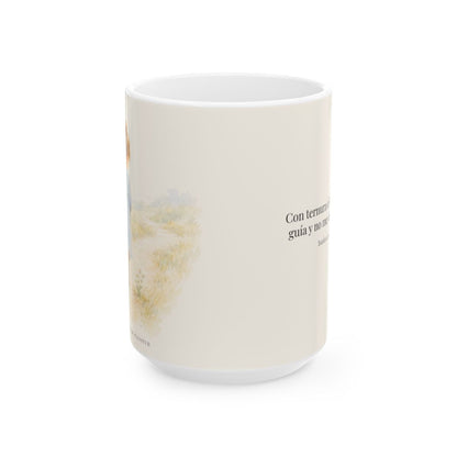 El Señor conduce con ternura a las que tienen cría | Taza de fe para cada mañana | Isaías 40:11 — 15 oz · Vista frontal