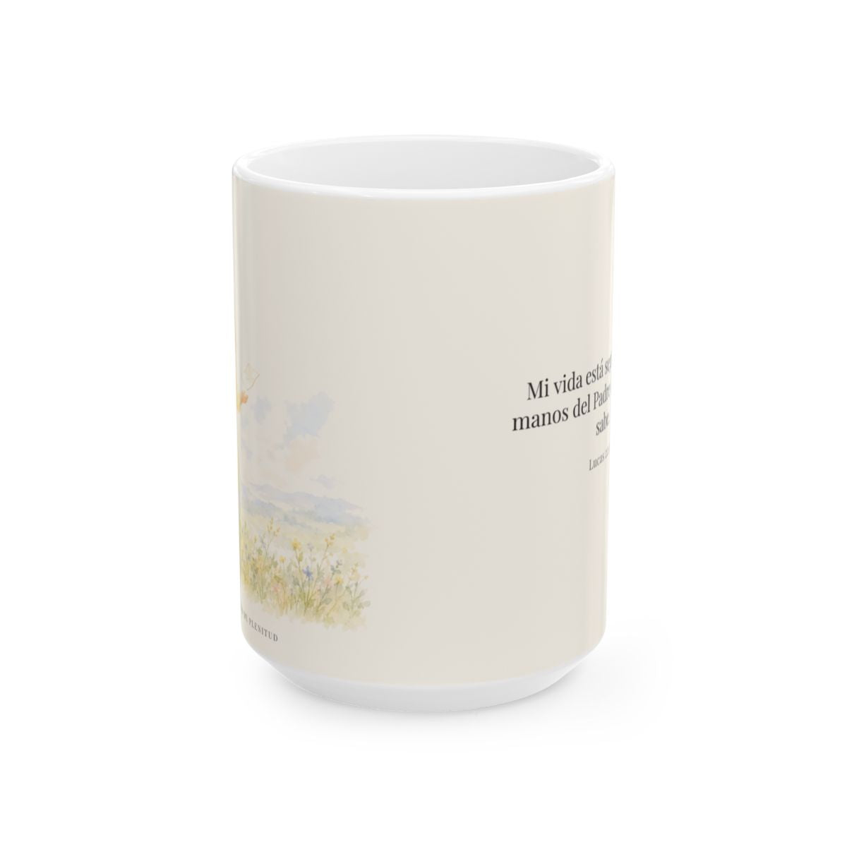 Confío en el Padre que todo lo sabe | Taza devocional ilustrada | Lucas 22:42 — 15 oz · Vista frontal