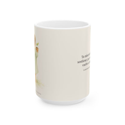 Por la misericordia de Jehová no fuimos consumidos | Taza cristiana con frase devocional | Lamentaciones 3:22-23 — 15 oz · Vista frontal