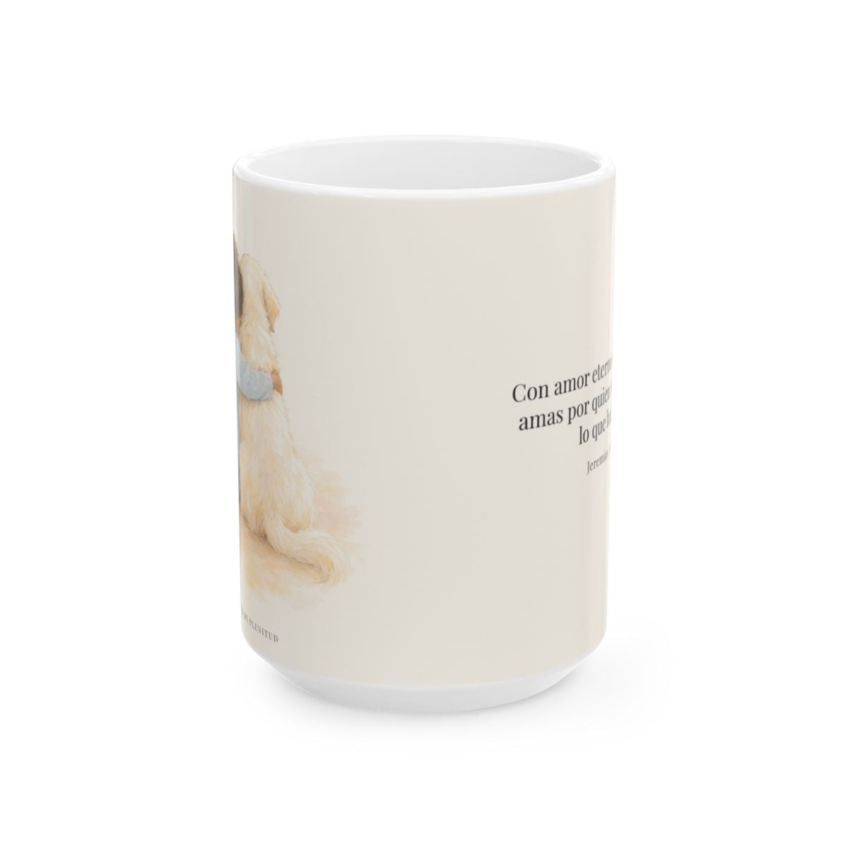 Con amor eterno te amé | Taza cristiana para regalar | Jeremías 31:3 — 15 oz · Vista frontal