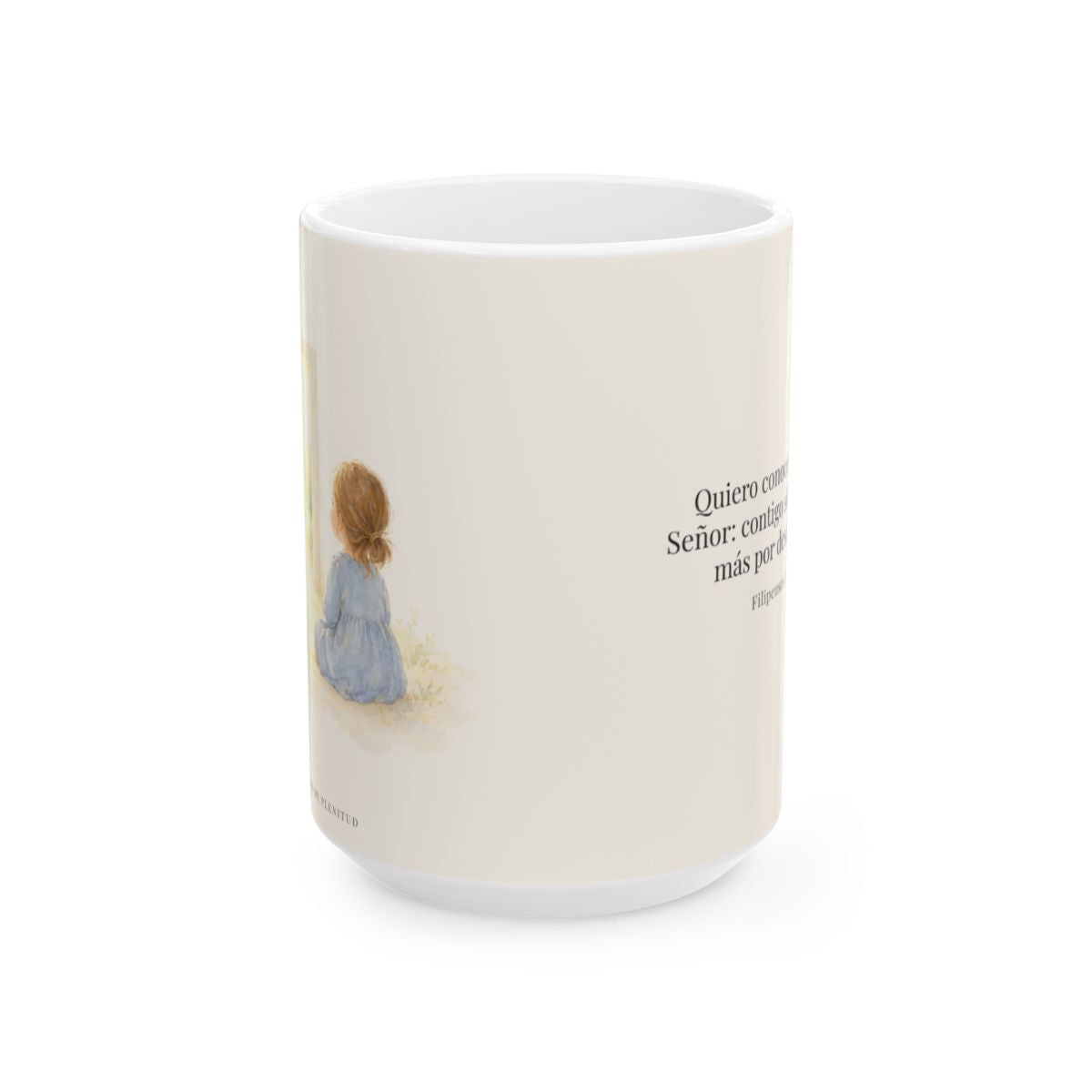 Quiero conocerte más, Señor | Taza cristiana para regalar | Filipenses 3:10 — 15 oz · Vista frontal