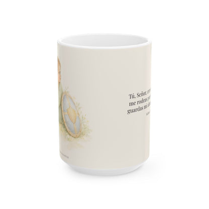 Dios es mi escudo alrededor | Taza cristiana para regalar | Salmo 3:3 — 15 oz · Vista frontal
