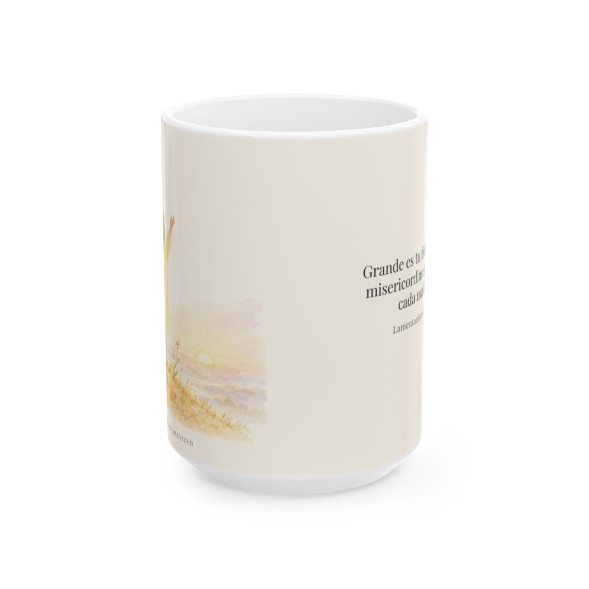 Grande es tu fidelidad, oh Dios | Taza cristiana para regalar | Lamentaciones 3:22-23 — 15 oz · Vista frontal