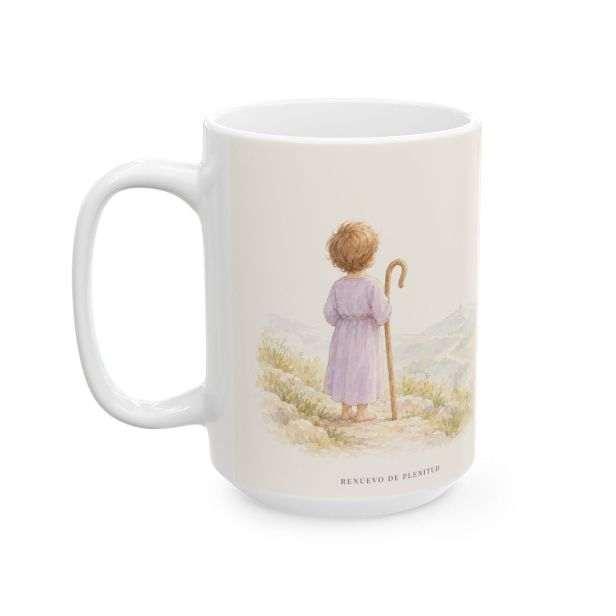 Tu vara y Tu cayado me infunden aliento | Taza devocional ilustrada | Salmo 23:4 — 15 oz · Cara ilustrada