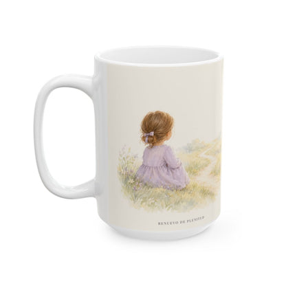 El Señor cuida del día que todavía no llega | Taza bíblica para café | Mateo 6:34 — 15 oz · Cara ilustrada