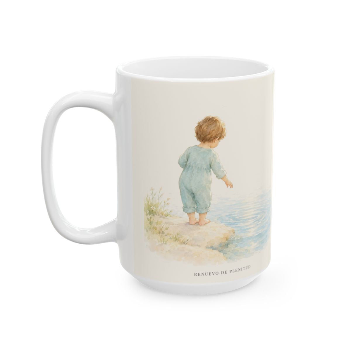 Dios me da valor cuando tiemblo | Taza cristiana con frase devocional | Isaías 41:10 — 15 oz · Cara ilustrada