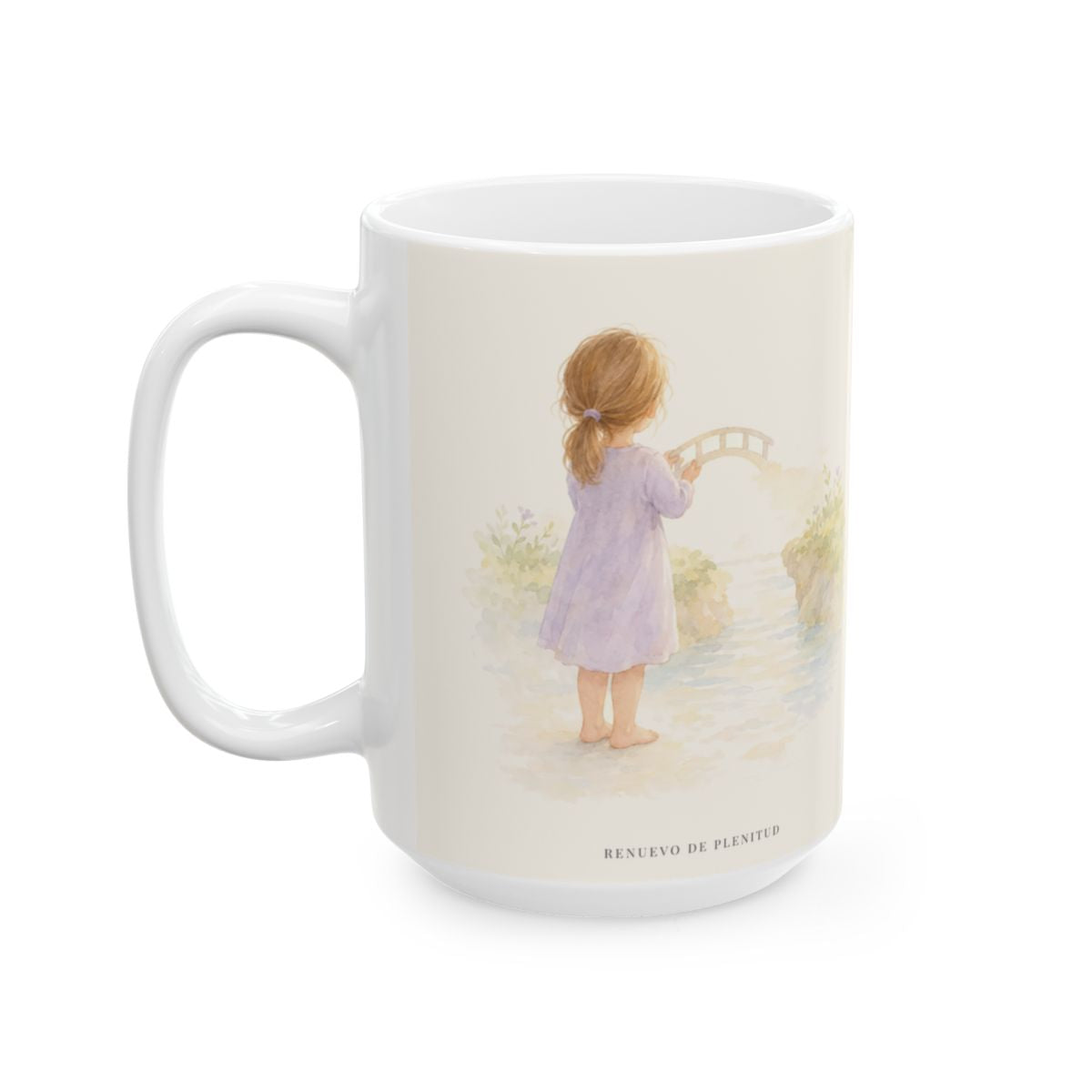 Dios me llama su hijo cuando busco la paz | Taza cristiana en dos tamaños | Mateo 5:9 — 15 oz · Cara ilustrada