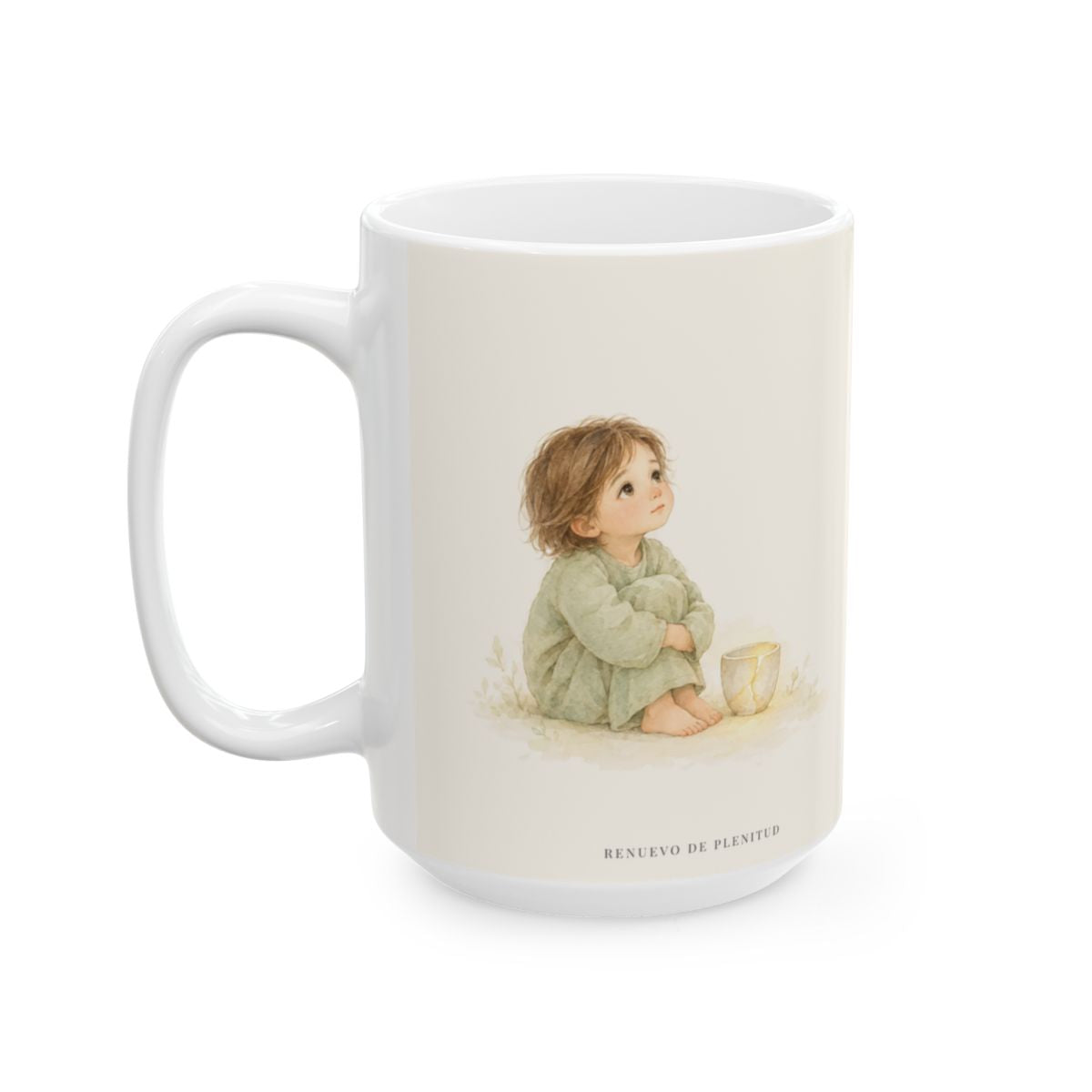 Dios salva al espíritu abatido | Taza bíblica para café | Salmo 34:18 — 15 oz · Cara ilustrada