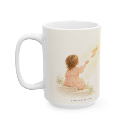 Jesús se acerca a los que claman | Taza cristiana para regalar | Marcos 9:24 — 15 oz · Cara ilustrada