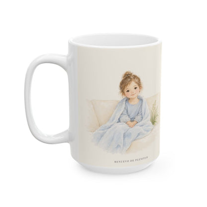 Jehová es mi descanso y mi refugio | Taza devocional de fe | Salmo 23:2 — 15 oz · Cara ilustrada
