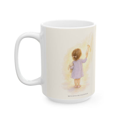 Nada podrá separarme del amor de Dios | Taza cristiana con frase devocional | Romanos 8:31 — 15 oz · Cara ilustrada