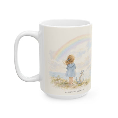 Mi esperanza está firme en Dios | Taza con arte cristiano | Hebreos 6:19 — 15 oz · Cara ilustrada
