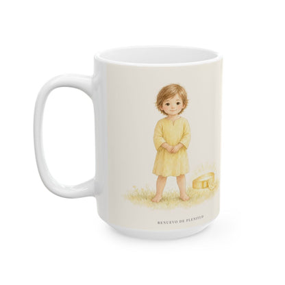 Dios me da su fuerza para estar firme | Taza cristiana en dos tamaños | Efesios 6:11 — 15 oz · Cara ilustrada