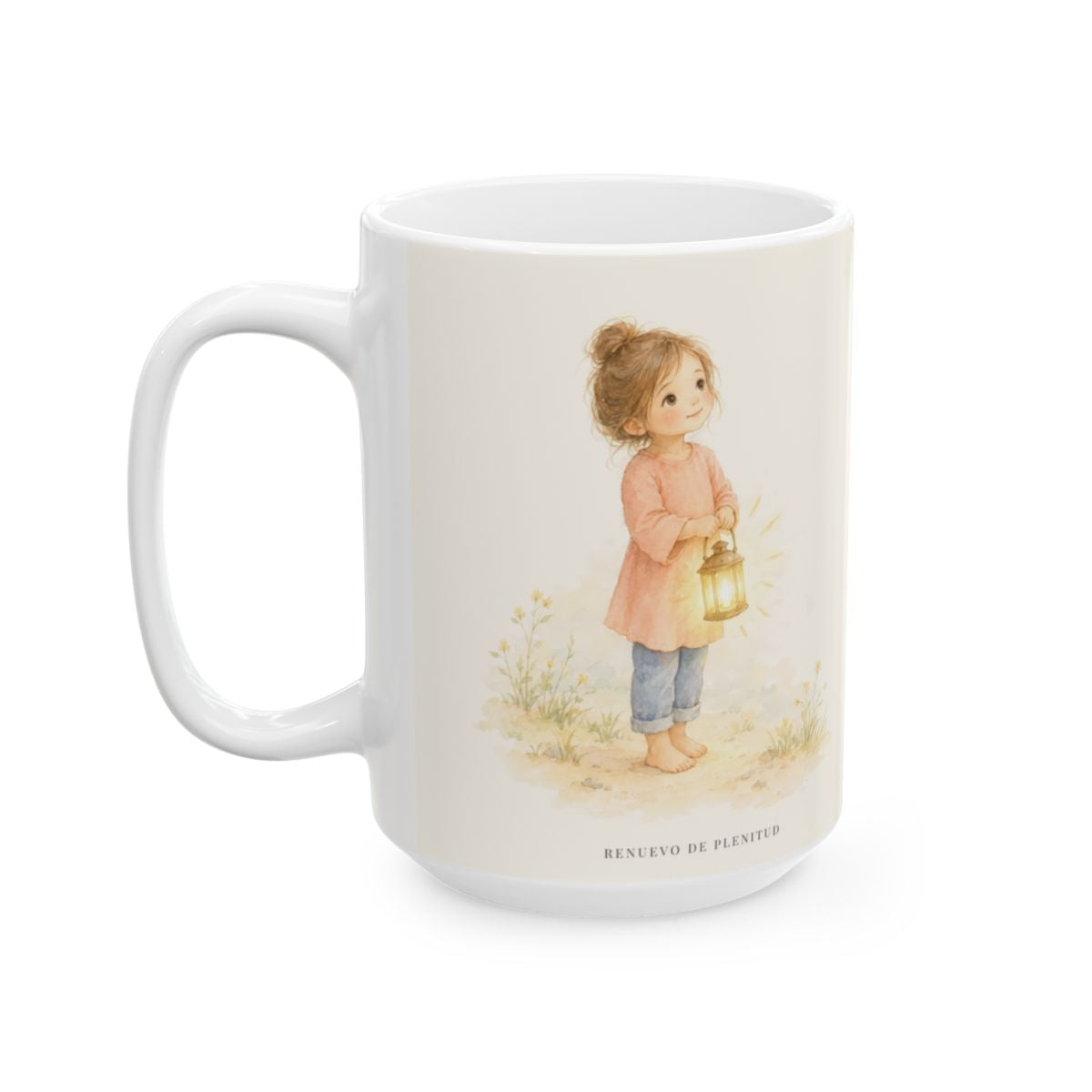 La gracia de Dios en mi boca | Taza con arte cristiano | Efesios 4:29 — 15 oz · Cara ilustrada