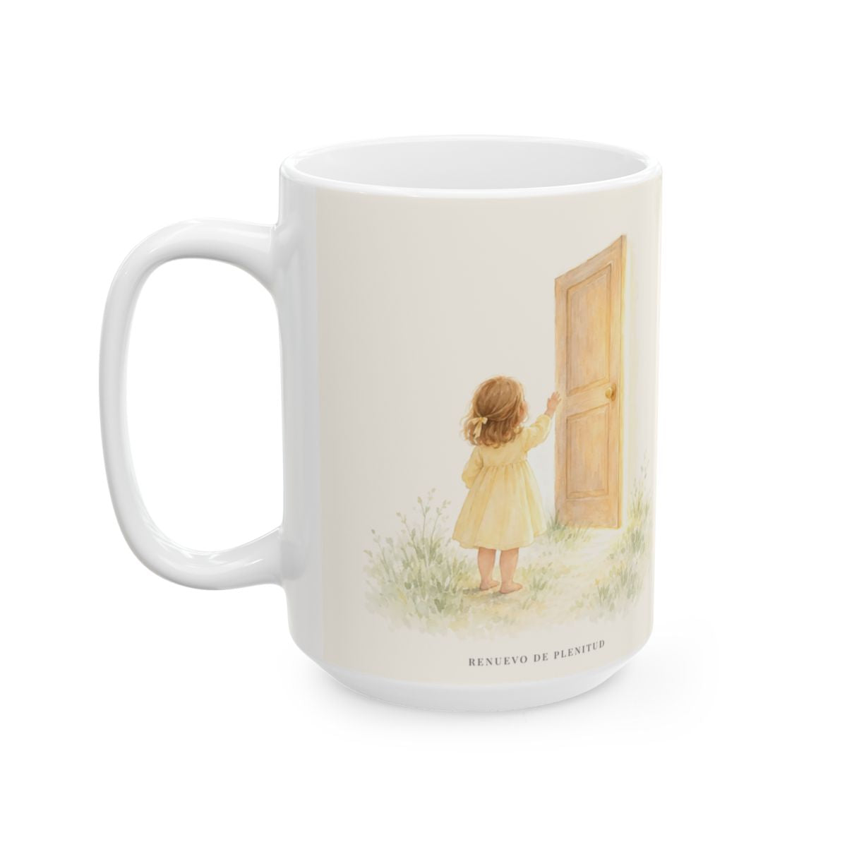 Es necesario orar siempre, y no desmayar | Taza devocional ilustrada | Lucas 18:1 — 15 oz · Cara ilustrada