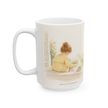 Jehová ordena mis pasos | Taza de inspiración bíblica | Salmo 37:23 — 15 oz · Cara ilustrada