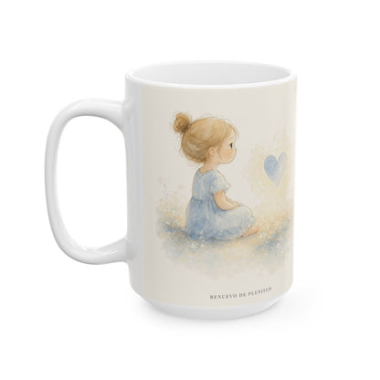 Soy hijo amado de Dios | Taza cristiana en dos tamaños | Efesios 5:1 — 15 oz · Cara ilustrada