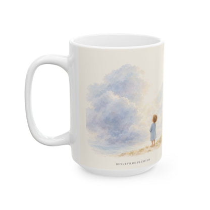 Jesús calma la tempestad de mi corazón | Taza bíblica para café | Marcos 4:39 — 15 oz · Cara ilustrada