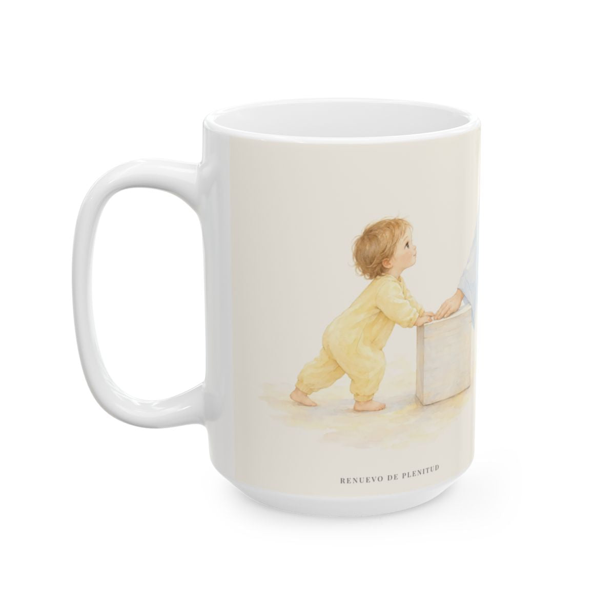 Dios me esfuerza y me ayuda | Taza bíblica para café | Isaías 41:10 — 15 oz · Cara ilustrada