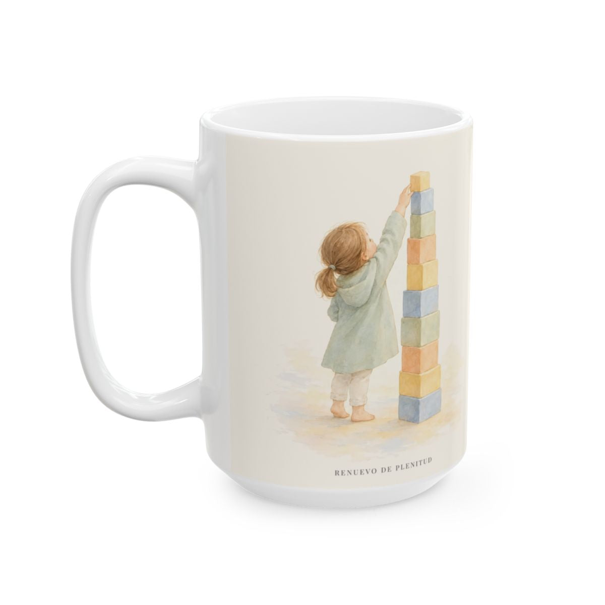 El amor de Dios nunca falla | Taza de fe para cada mañana | 1 Corintios 13:8 — 15 oz · Cara ilustrada