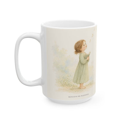 En Dios me gloriaré todo el día | Taza cristiana en dos tamaños | Salmo 34:2 — 15 oz · Cara ilustrada