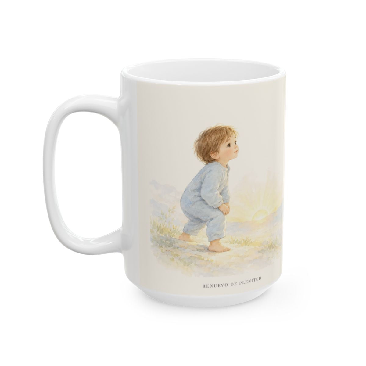 Por la misericordia de Jehová no fuimos consumidos | Taza de fe para cada mañana | Lamentaciones 3:22-23 — 15 oz · Cara ilustrada