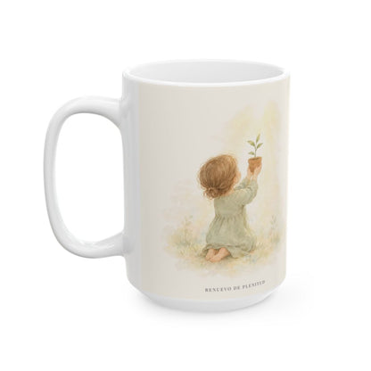 Dios cuida lo que yo no puedo controlar | Taza bíblica de cerámica | Filipenses 4:6 — 15 oz · Cara ilustrada