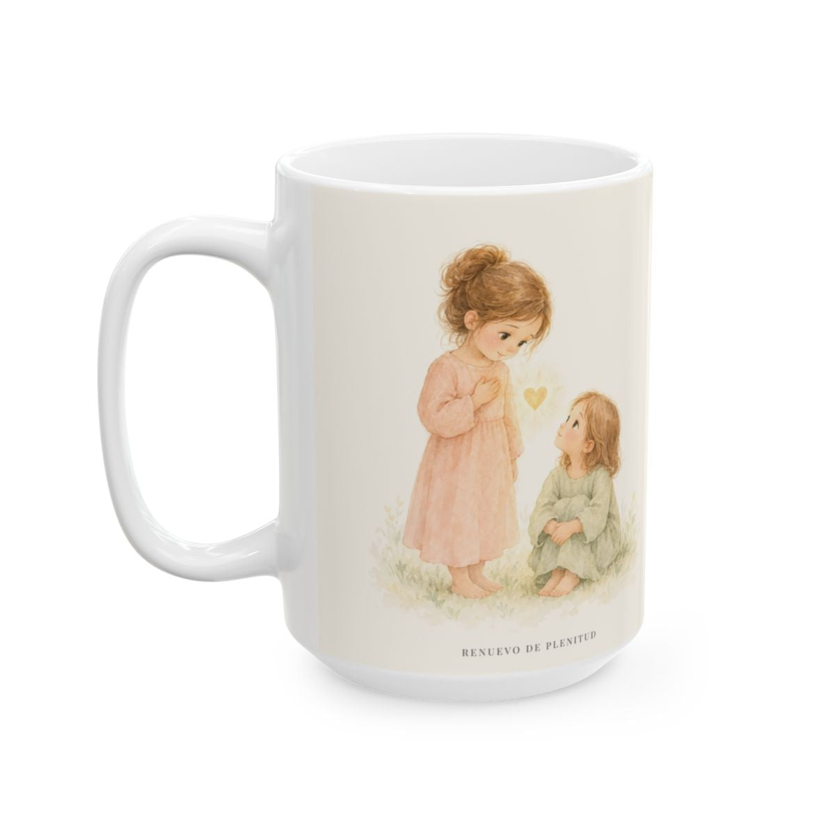 Dios es movido a misericordia | Taza cristiana con frase devocional | Lucas 15:20 — 15 oz · Cara ilustrada