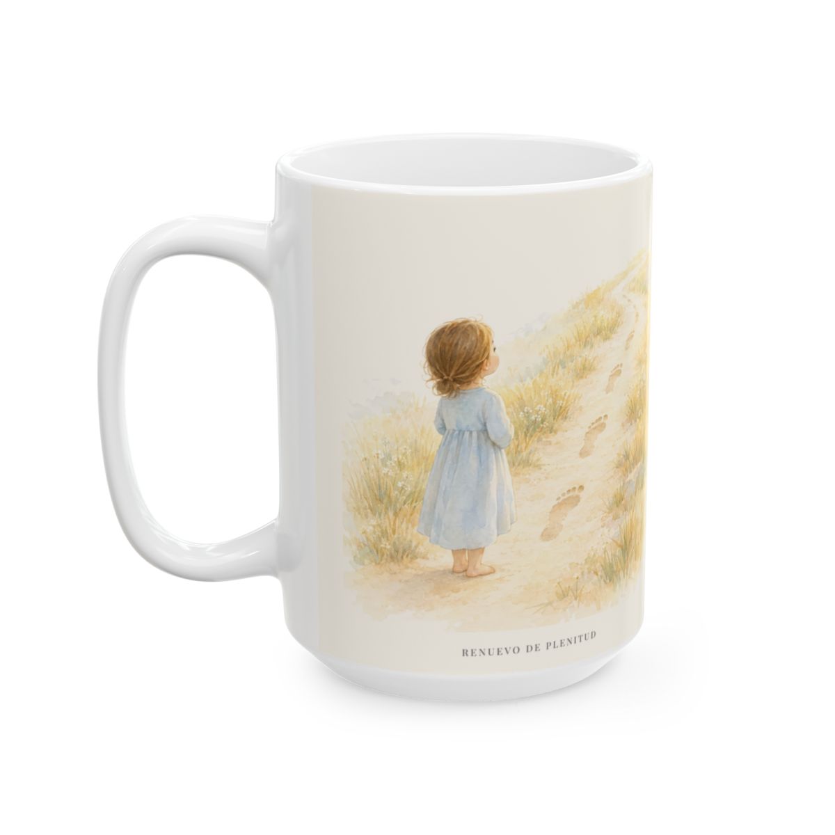 El Señor guía mis pasos | Taza con arte cristiano | Salmo 23:3 — 15 oz · Cara ilustrada