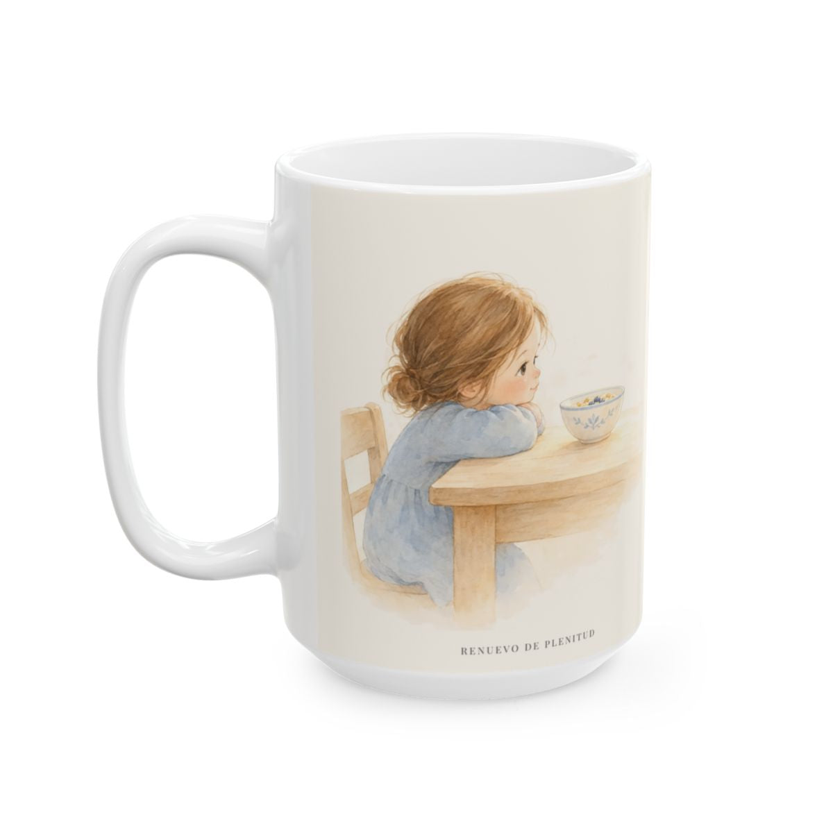 Mi Padre sabe lo que necesito | Taza de inspiración bíblica | Mateo 6:26 — 15 oz · Cara ilustrada