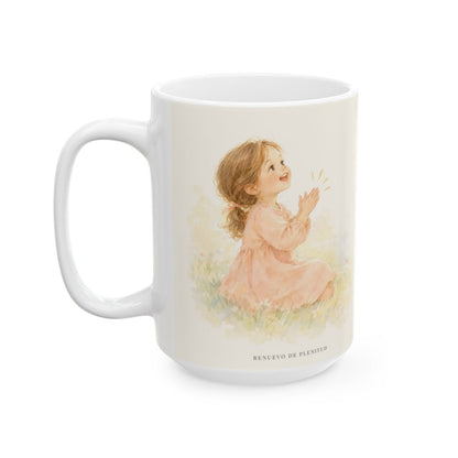 El Señor se deleita en su pueblo | Taza de inspiración bíblica | Salmo 149:3 — 15 oz · Cara ilustrada