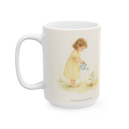 Su gracia me basta para hoy | Taza devocional de fe | 2 Corintios 12:9 — 15 oz · Cara ilustrada