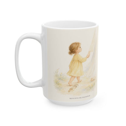 Imitad a Dios como hijos amados | Taza bíblica de cerámica | Efesios 5:1 — 15 oz · Cara ilustrada