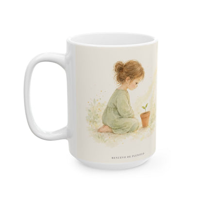 El Señor es bueno y yo veré su bondad | Taza bíblica de cerámica | Salmo 27:13 — 15 oz · Cara ilustrada